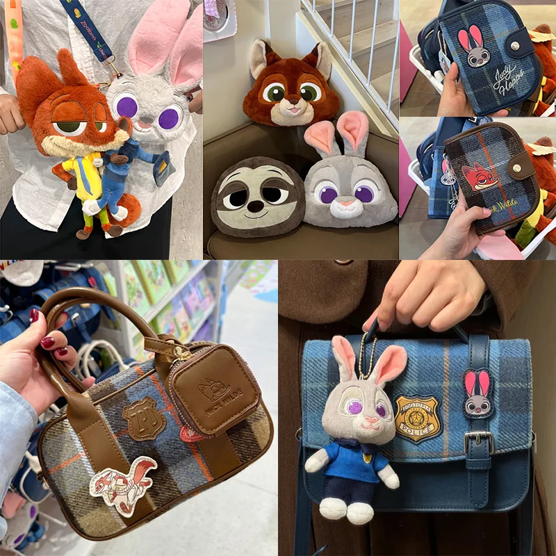 Disney Zootopia Series Judy Nick Wilde Baseball Bag Pendant Retro Doll Crossbody Bag College Style Small Square Bag Pillow Gifts