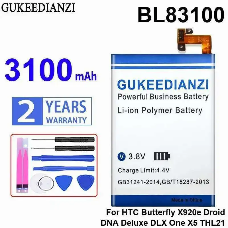 

Lightweight 3100Mah For Htc Butterfly X920e Droid Dna Deluxe Dlx One X5 THL21 BL83100 Mobile Phone Battery