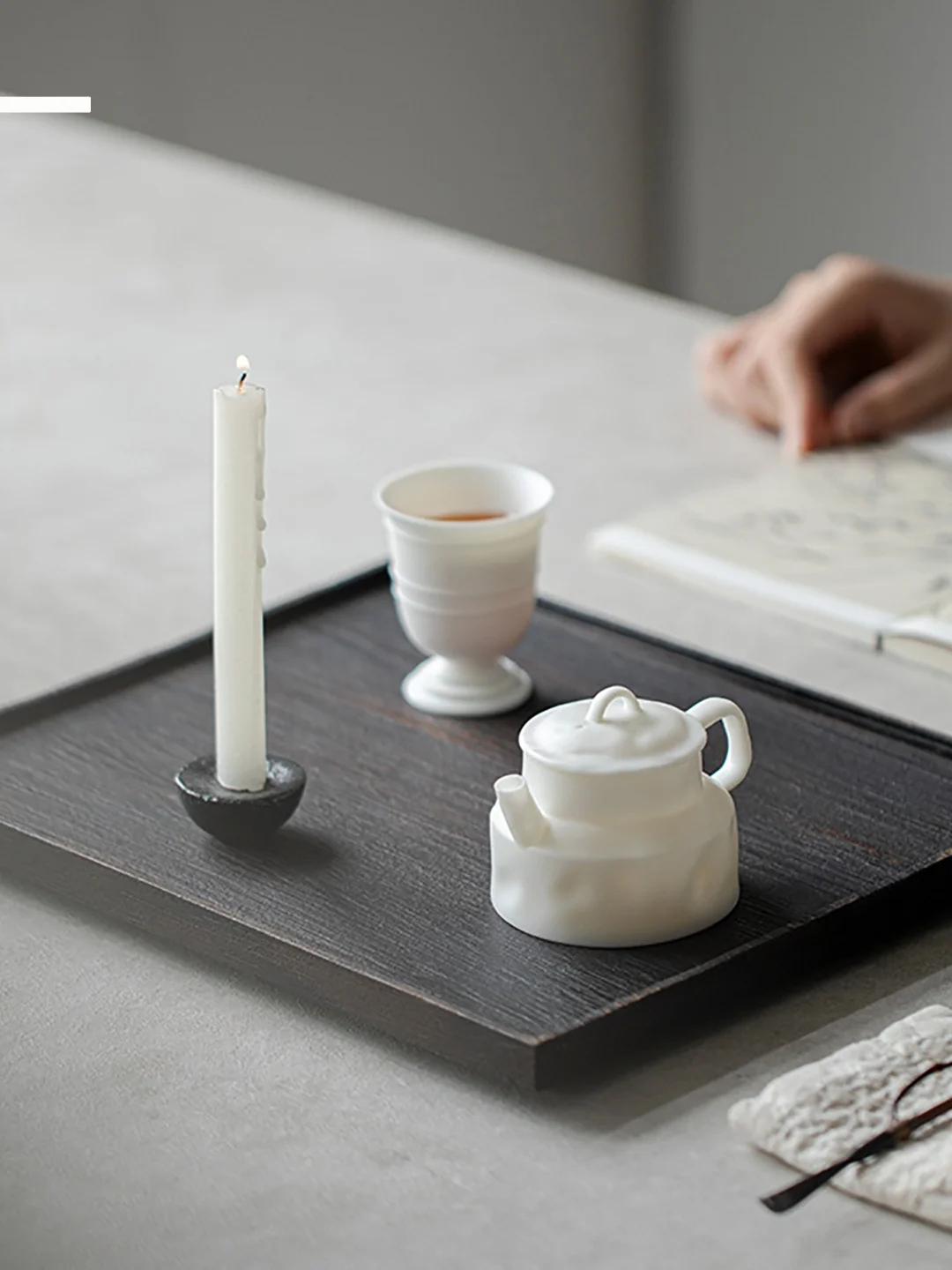Bandeja de Té de Madera de Teca Estilo Japonés Tianyige, Bandeja Cuadrada Wabi-Sabi para Uso Doméstico, Bandeja Pequeña para Té con Soporte para Tetera