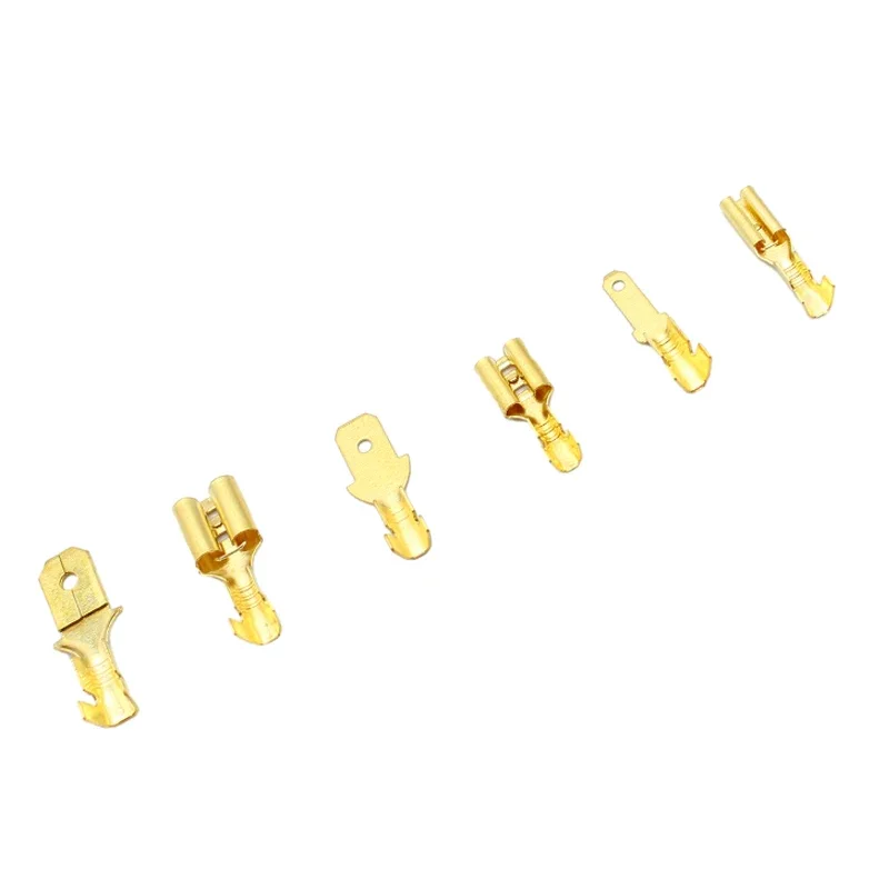 100Pcs/Lot 2.8/4.8/6.3mm Female and Male Crimp Terminal Brass Car Speaker Electric Wire Connectors And Insulating Sheath