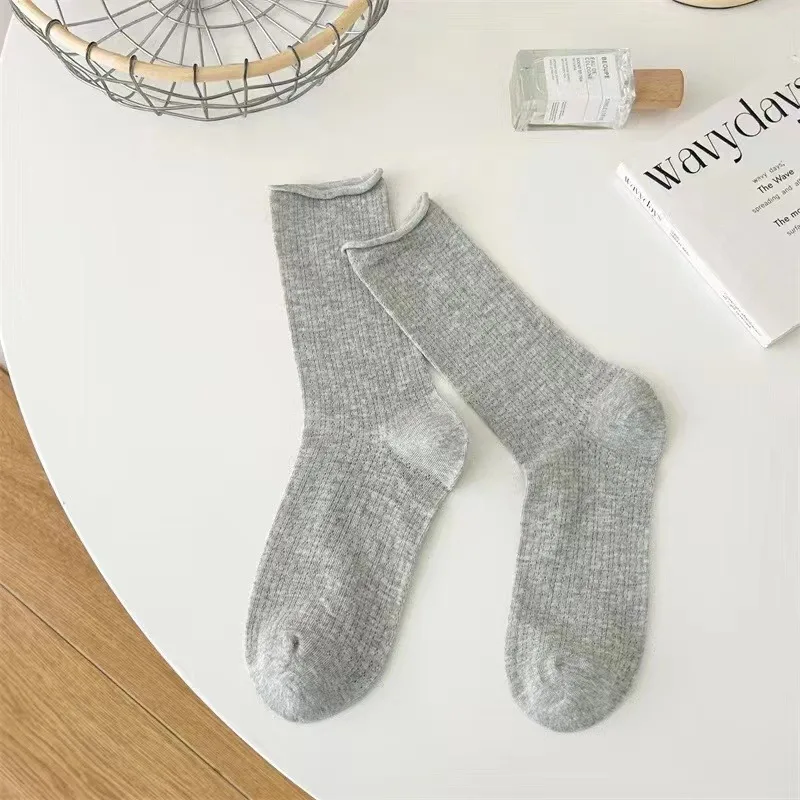 الجوارب للنساء رقيقة الصيف جديد لون الحلوى الجوف خارج الجوارب فضفاضة المرأة عادية الأساسية الحلو الفتيات موضة الجوارب الطويلة الراحة #4