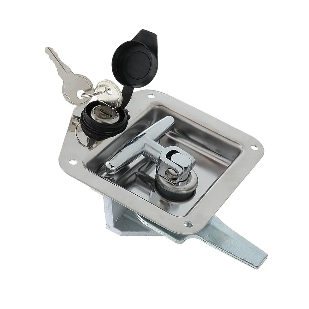 148x120x65mm Folding T Handle Lock Stainless Steel Toolbox Case Lock with Keys for Truck Car Trailer Accessories