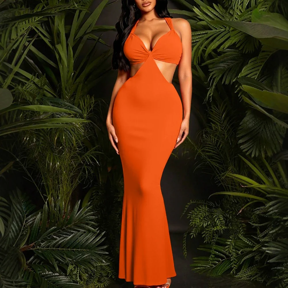 ドレス夏フィットスリムセクシーな背中の開いたオフショルダー恋人ネックマキシマーメイドビーチスタイルドレス女性のための