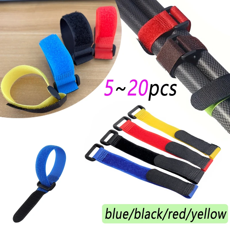 5 ~ 20 stücke Angelrute Krawatte Halter Strap Wiederverwendbare Haken Schleife Krawatten Gürtel Angelrute Umreifung Wrap Band Fisch werkzeug Linie Draht Veranstalter – Detail 1