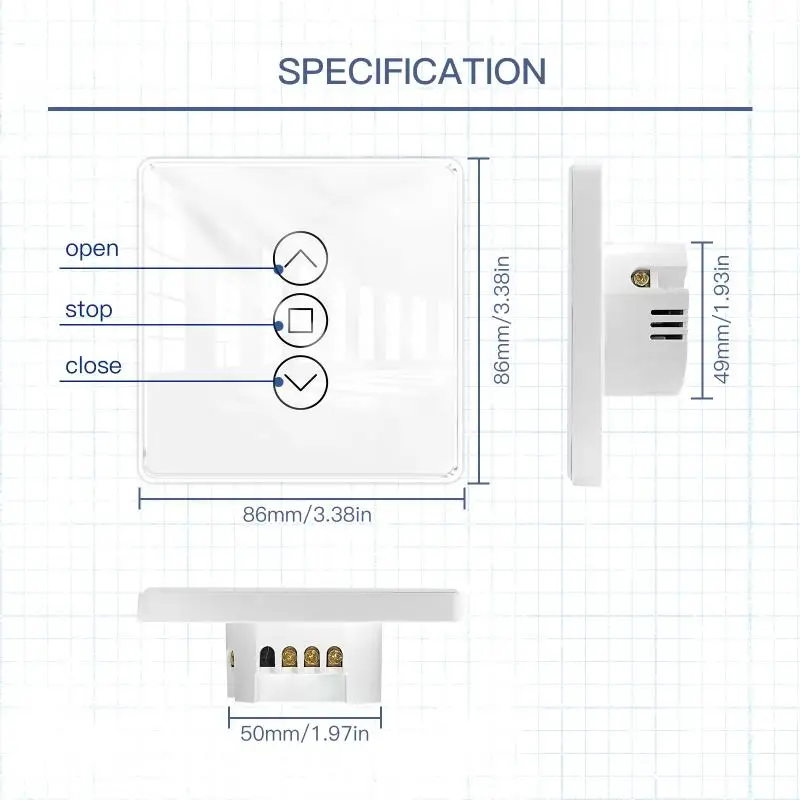 

Wi-Fi RF433 Smart 2.5D Arc стеклянный сенсорный выключатель для роликовых жалюзи с переключателем подсветки от Alexa Home