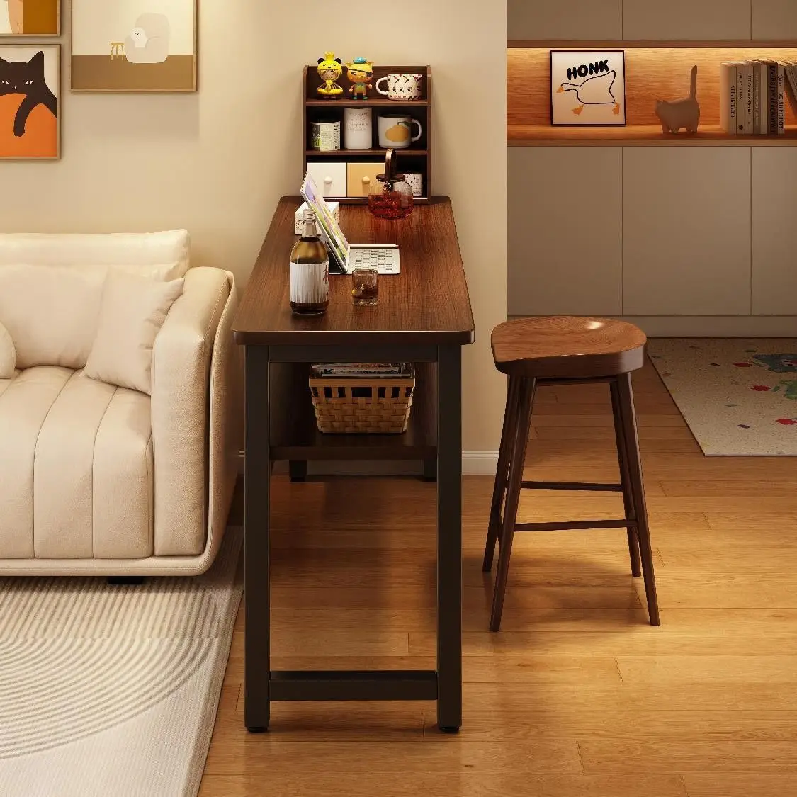 Bar table Household simple balcony Leisure small bar counter against the wall Long strip narrow table Simple table and chair