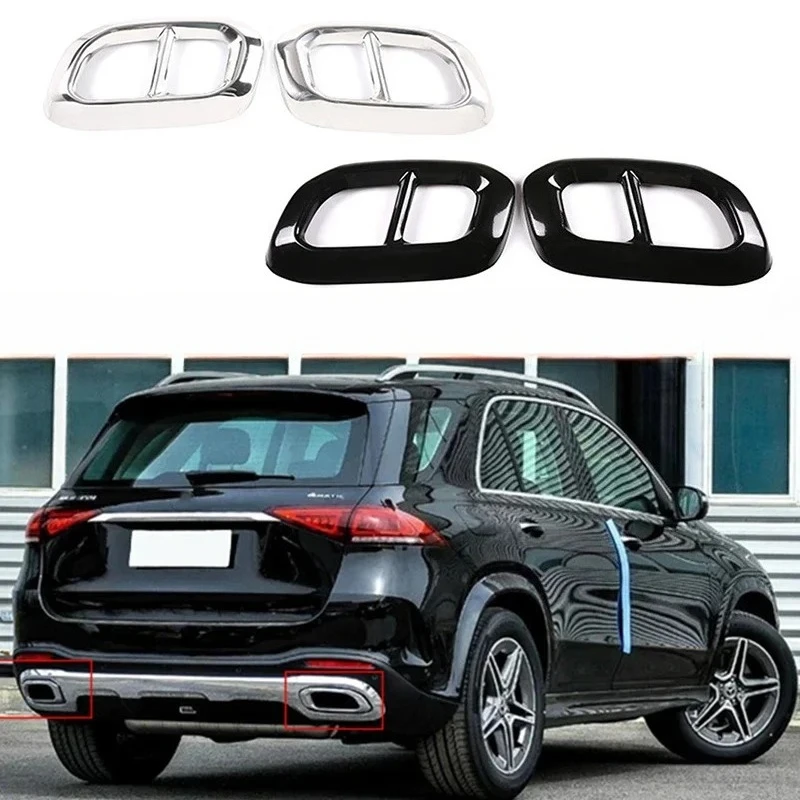 Image of Für Mercedes Benz GLC GLE GLS W167 X253 X167 2020 Auto Zubehör Auspuffrohr Tipps Abdeckung Chrom Styling