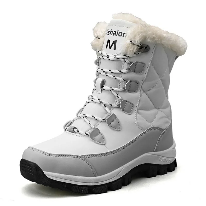 Winter Shoes Keep Warm Non-slip Black Snow Boots Ladies Lace-up Boots Chaussures Femme Booties Woman