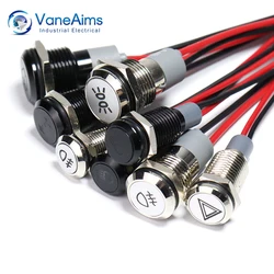 방수 LED 표시 등 12V 24V 8mm 사용자 정의 아이콘 금속 파일럿 신호 램프 자동차 보트 오토바이 패널 대시 보드 경고