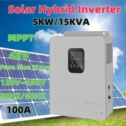 Inverter solare ibrido 5KW/15KVA 5000W 48V onda sinusoidale pura 220V 230V 240V 110V Inverter Off Grid costruito in caricatore solare MPPT 120A