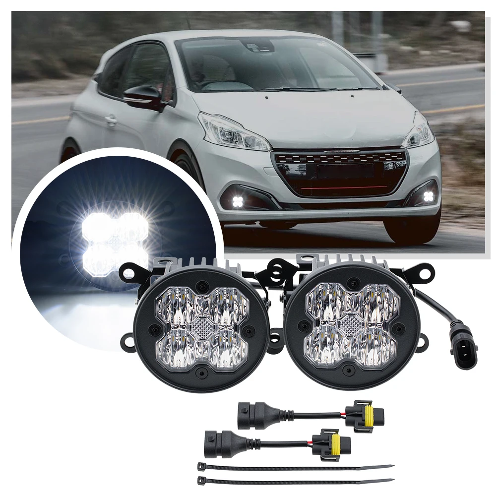 

Янтарные светодиодные противотуманные фары, супер яркие круглые внедорожные фары для Peugeot 108 208 5008 2008 307 Citroen C3 C4