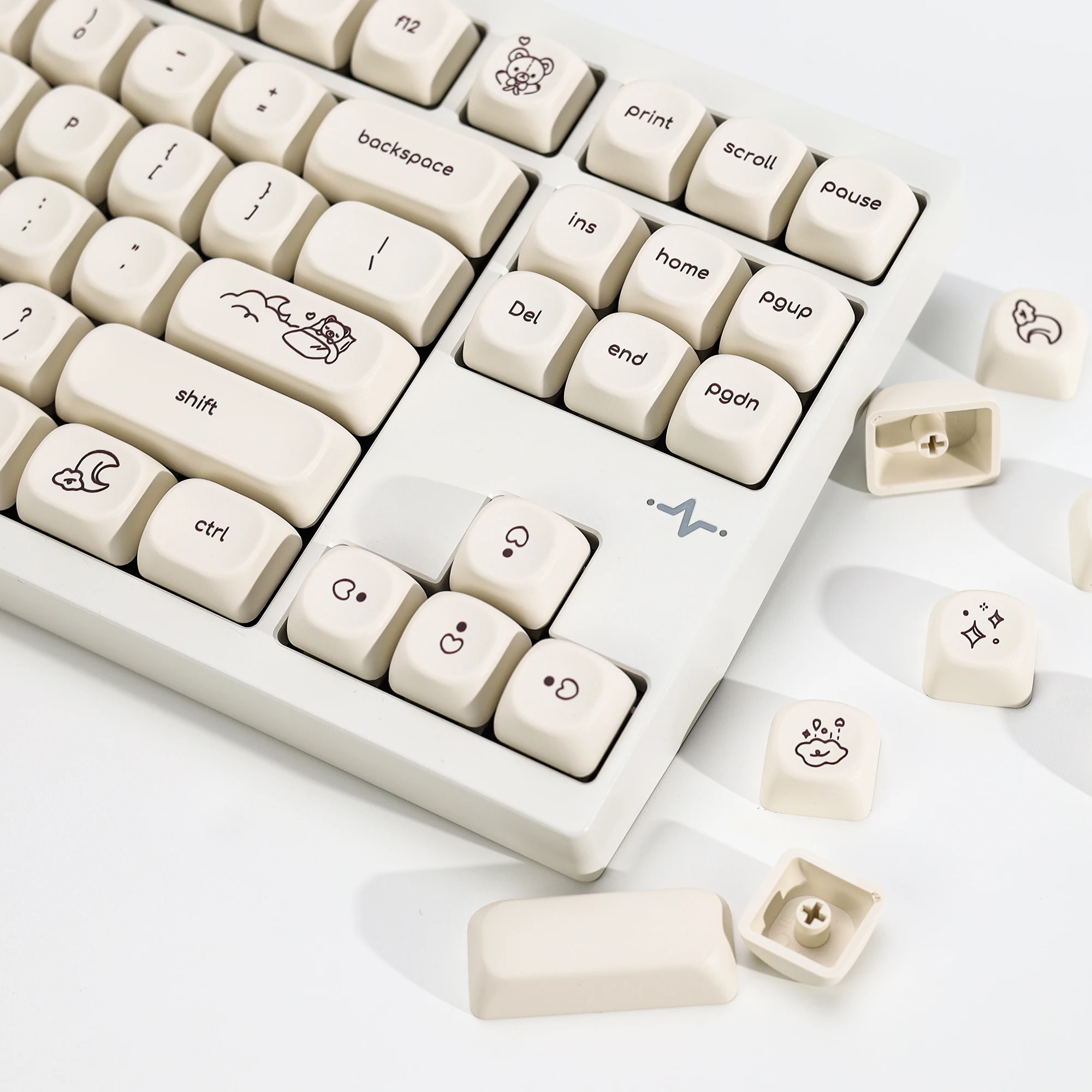 KBDiy 137 Keys Cute Bear Tales Keycaps Retro KOA MOA Profile ISO PBT Keycap For Gaming Mechanical Keyboard For MX Switches DIY