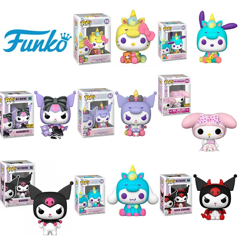 Funko POP Hello Kitty and Friends Cinnamoroll 59# Pochacco 60# Kuromi 62# My Melody 56# Kuromi 55# Hello Kitty 58#model Toy Gift