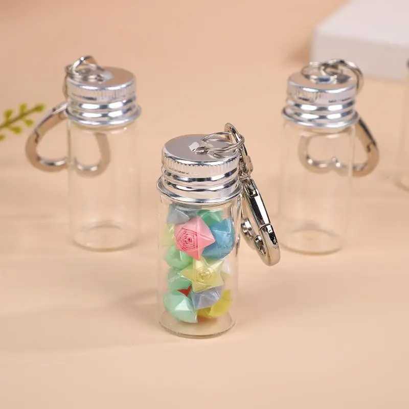 1/3Pcs Mini Wishing Bottle Keychain Empty Jars DIY Crafts Graduation Wedding Party Decor Transparent Glass Bottle