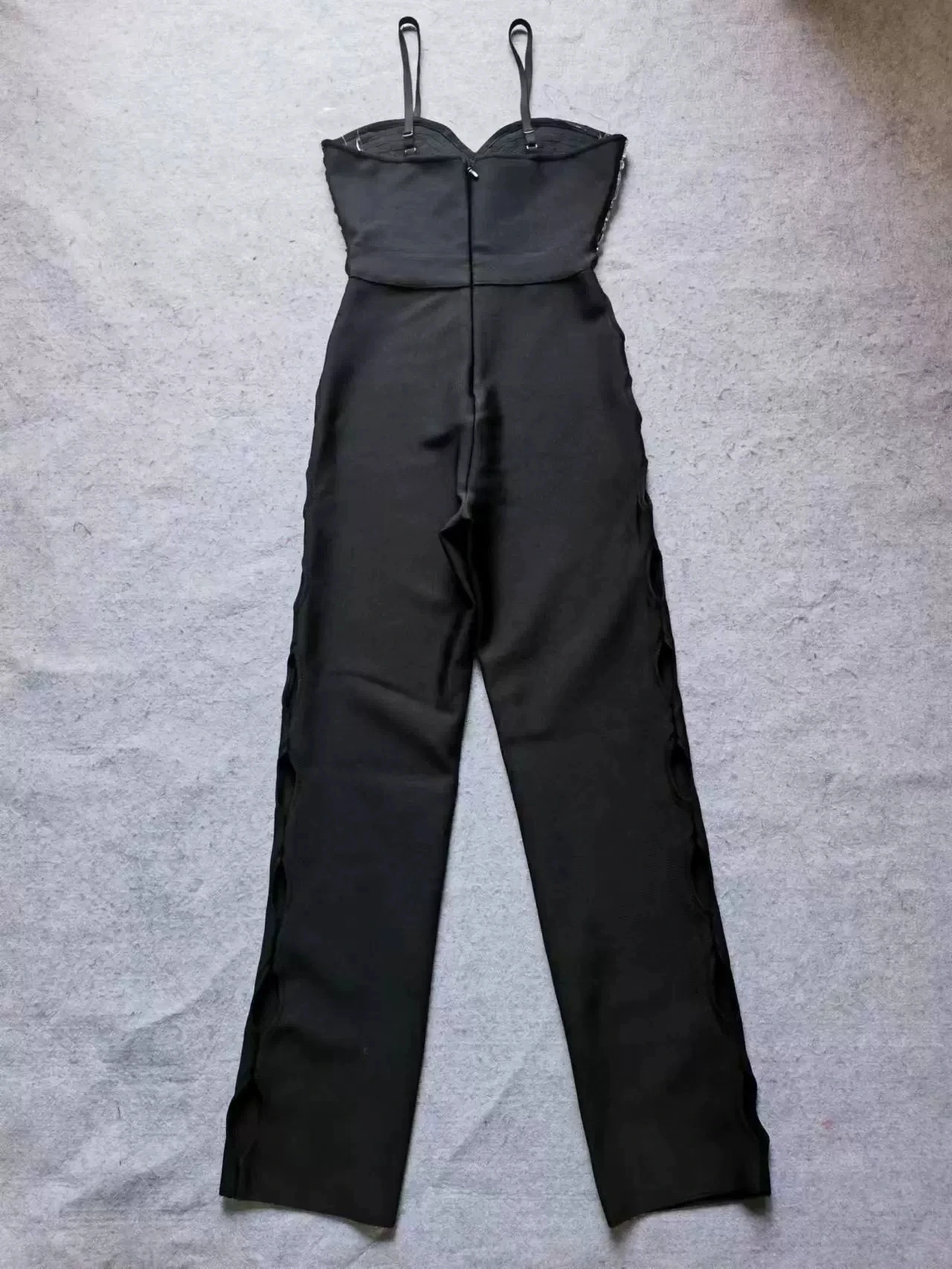 High-End-Marke Damen schwarzer Nagel Diamant sexy Mode ärmellose Hosenträger hohler schlanker Damenoverall-GZXX1216