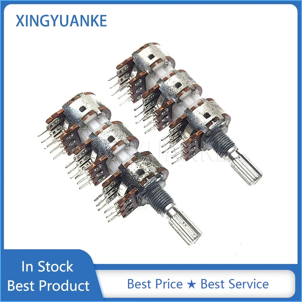 1PCS 148 16 Type 6 Link B50K Power Amplifier Volume Adjustment Potentiometer B50KX6 18-Pin Flower Shaft Length 20MM