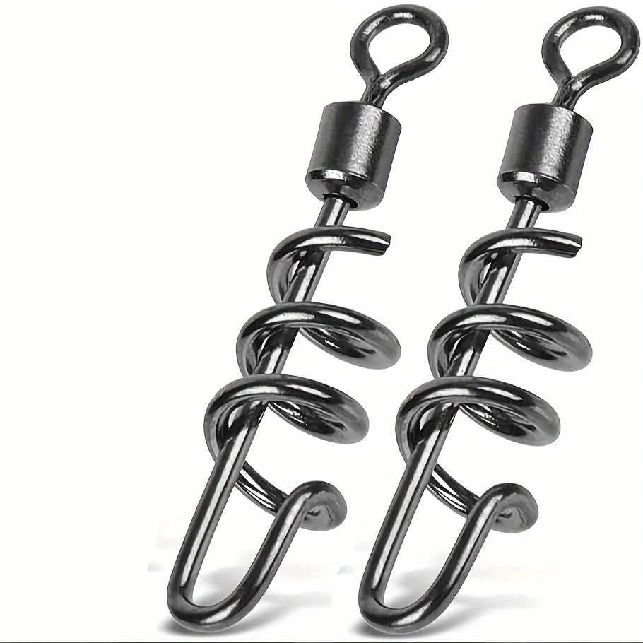 20pcs Fishing Swivels Corkscrew Snap Swivels Fishing Tackle Swivels Saltwater Freshwater Leader Lure Jigs Line Connector