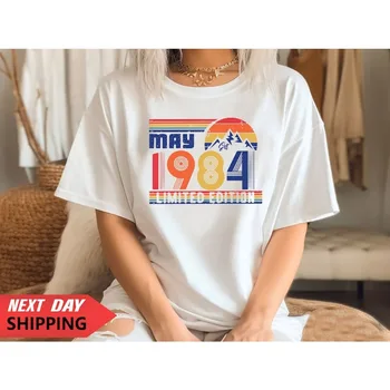 남녀공용 40 번째 생일 티셔츠, 1984 티셔츠, 한정판 생일 선물, 코튼 티셔츠, 숙녀용 1984-5 월 