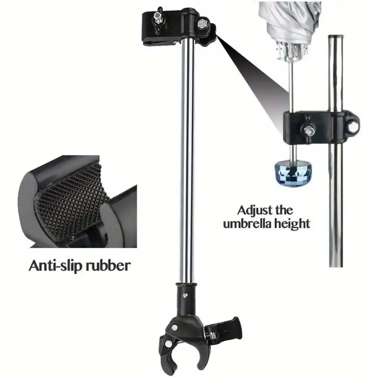 1pc Universal Umbrella Holder for Wheelchairs, Walkers, Bikes, and Strollers Adjustable Umbrella Mount Holder for Mobility D