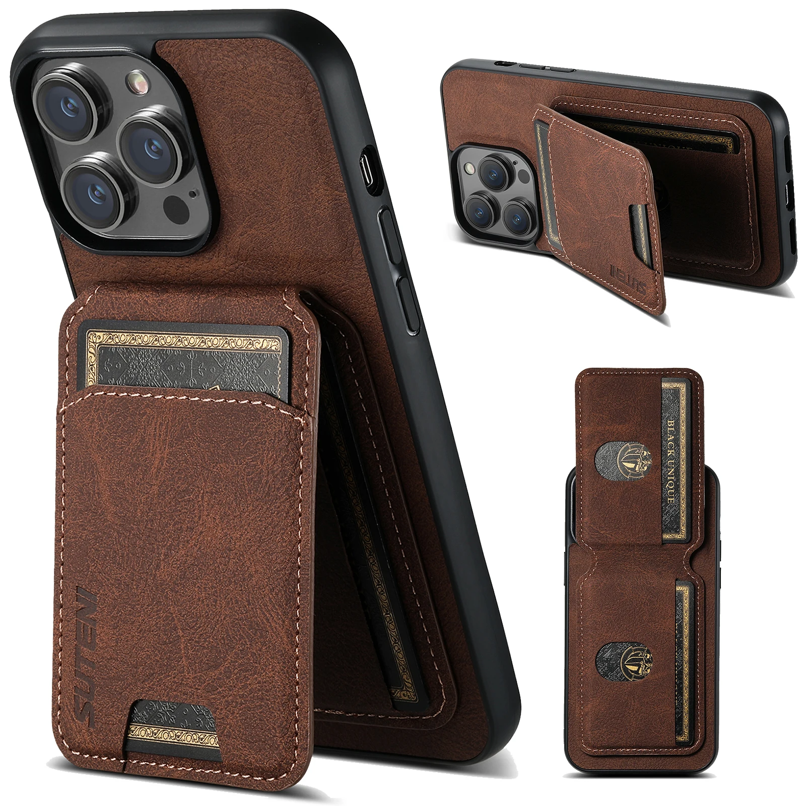 SUTENI Kartenhalter Kartenhülle Handyhülle Luxus PU Leder Handyhalter für iPhone 16 Pro Max 15Plus 14 13 12 11 XR X – Detail 36
