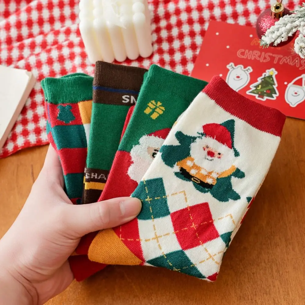 Soft Christmas Tree Christmas Socks Cotton Thickened Santa Claus Socks Crew Socks Warm Female Hosiery Student