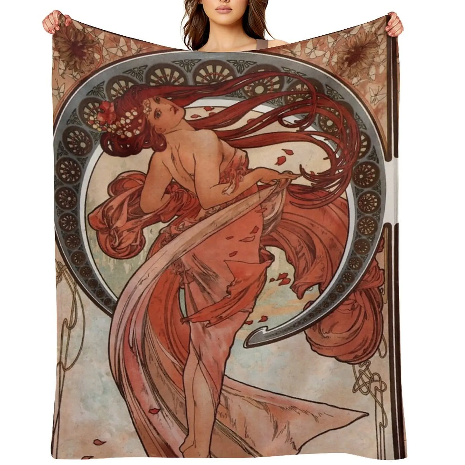 

Dance,1898,Alphonse Mucha,art nouveau,litography Throw Blanket Picnic Large Luxury Designer blankets ands Blankets