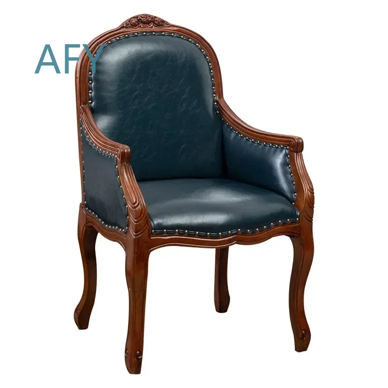 Postmodern American Solid Wood Lounge Chair for Tiger Study Vintage Single Armchair for Balcony Hotel Cafe Home Office Living
