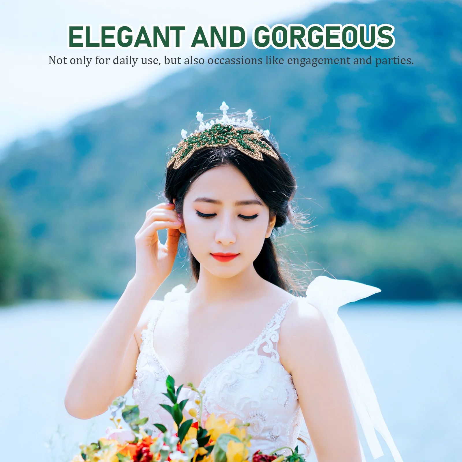 

1 шт., повязка для волос из смолы с бисером, элегантный обруч для волос, вечерние головные уборы, шикарные аксессуары для волос для помолвки, свадьбы, вечеринки, повязка на голову