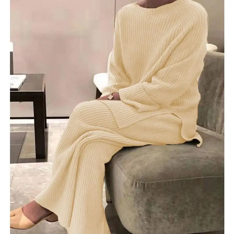Maglione lungo in due pezzi lavorato a maglia color Sve da donna, set versatile per l'ingresso dell'armadio autunnale