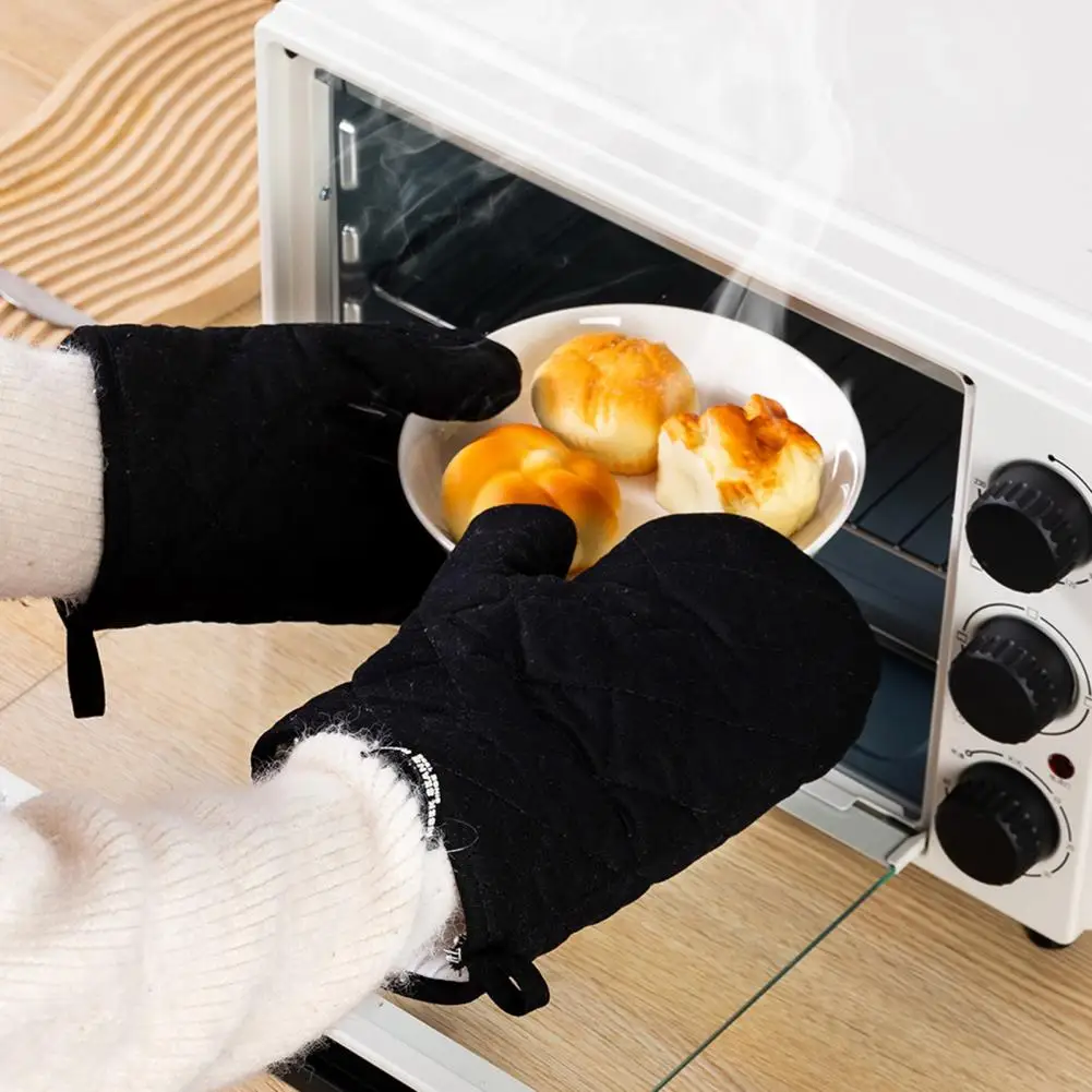 Anti-scald Gloves Kitchen Accessories Heat-resistant Microwave Gloves Ultra-thick Slip-resistant Oven Mitts Soft Lining Cooking