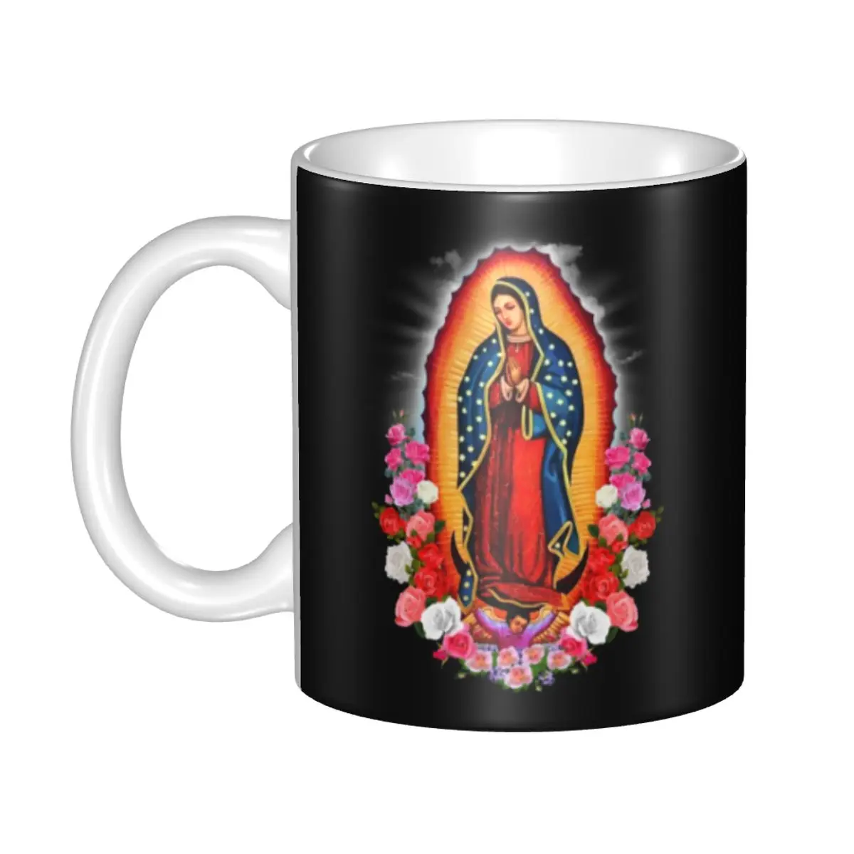 Our Lady Of Guadalupe Virgin Mary Mugs Customized Catholic Mexico Poster Ceramic Coffee Mug Creative Gift
