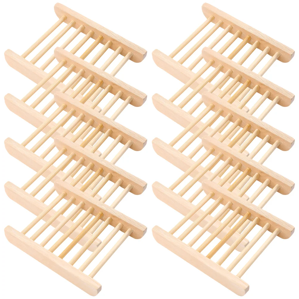 

10pcs Box Rack Draining Tray Dish Soap Tray Holder Bathroom Counter Storage Natural Wooden Home Kitchen Utility