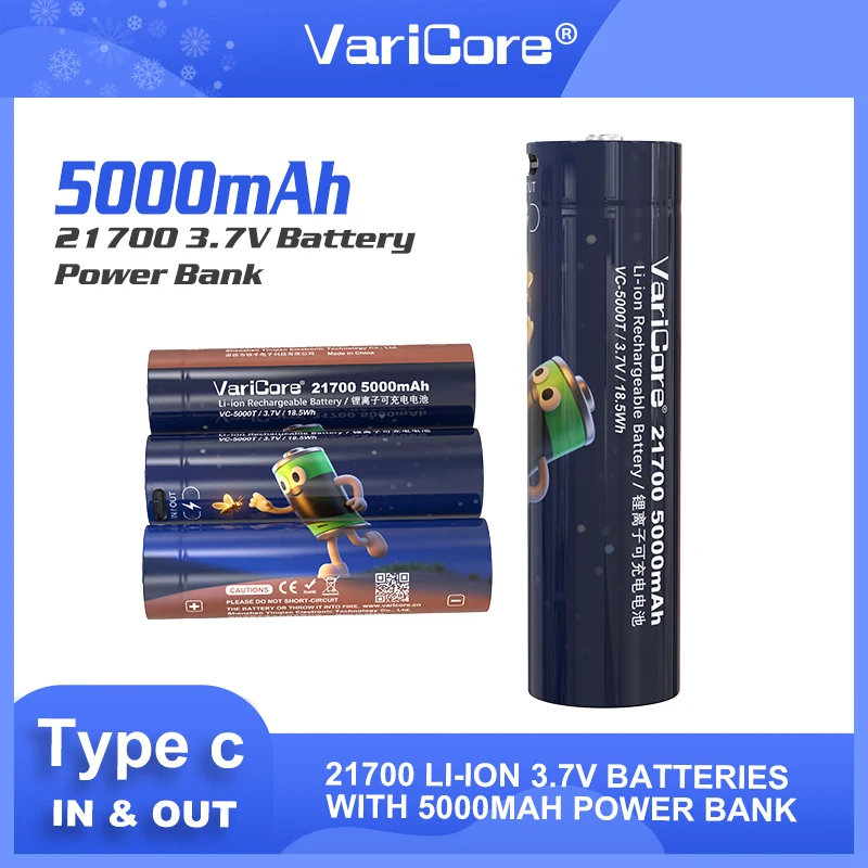 Liitokala-بطارية ليثيوم متعددة الوظائف ، C ، 50T ، Type our mAh ، V ، im-C ، مدخل ومخرج من النوع C ، مخرج 5 فولت ، أصلية