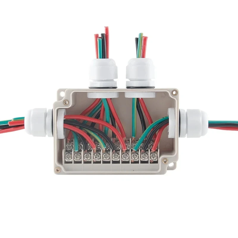 Caja de conexiones de plástico para exteriores, bloque de terminales, línea de distribución de alambre roscado, sellada, resistente al agua IP66,