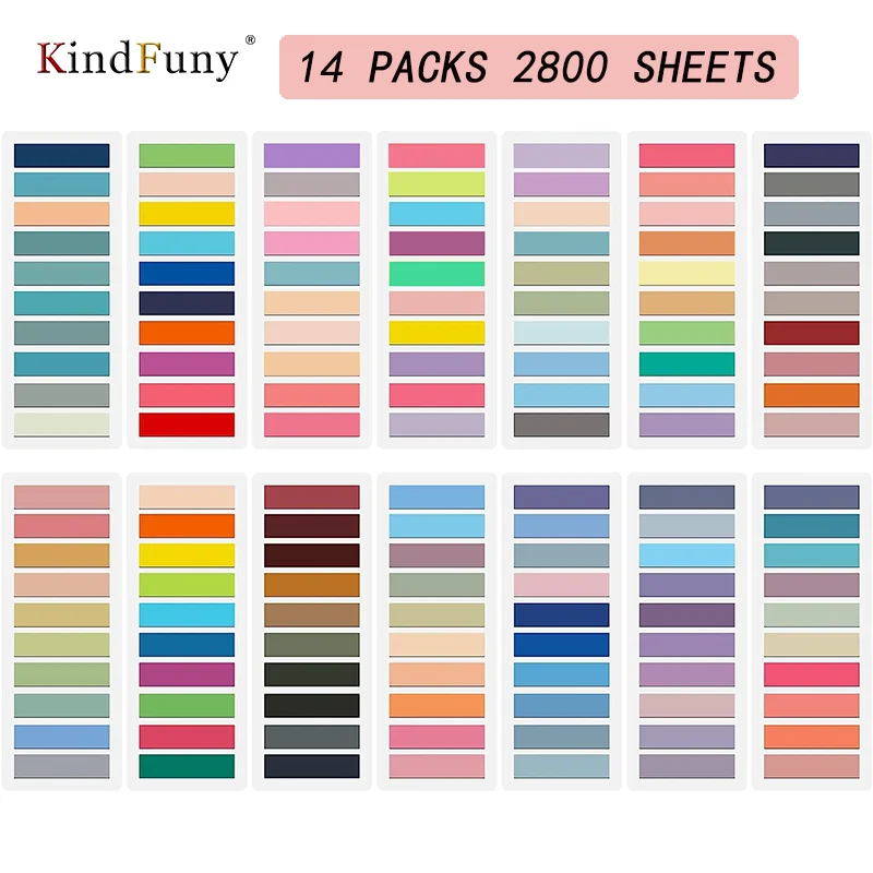 

KindFuny 2800 Sheets Transparent Sticky Notes Self-Adhesive Annotation Books Notepad BookmarksTabs Memo Pad Posted It Stationery