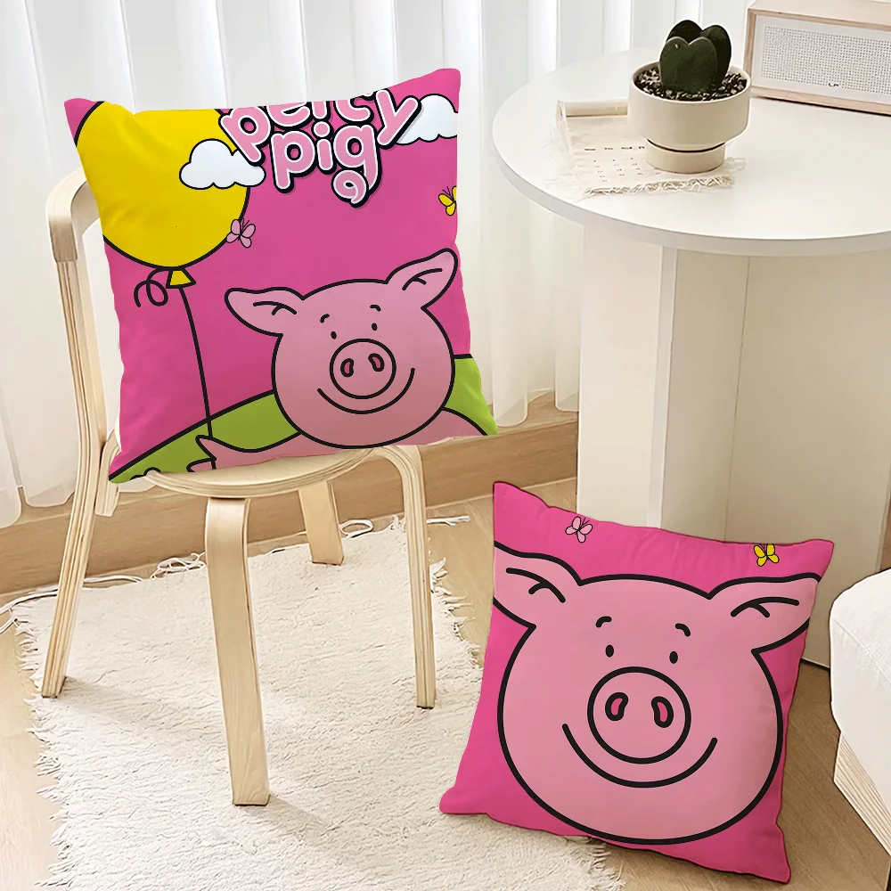 Cute Percy Pig Pink Cartoon Christmas For Bedroom Car Coffee Shop Room Soft and Living Room Sofa Decorative Pillow Cover Case