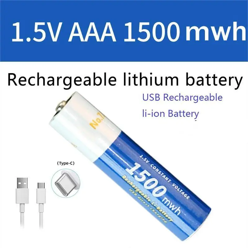 

THE NEW General No.7 1.5V AAA Battery Rechargeable 1500mWh Lithium Battery USB TYPE-C Charging High Capacity Battery