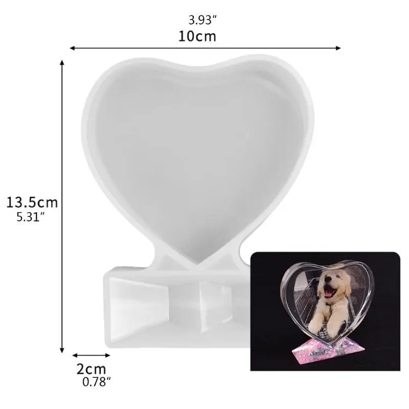 A52E Liebe Rechteck Fotorahmen mit Basis Harz Form Handgefertigte Ornamente Silikonform – Detail 10