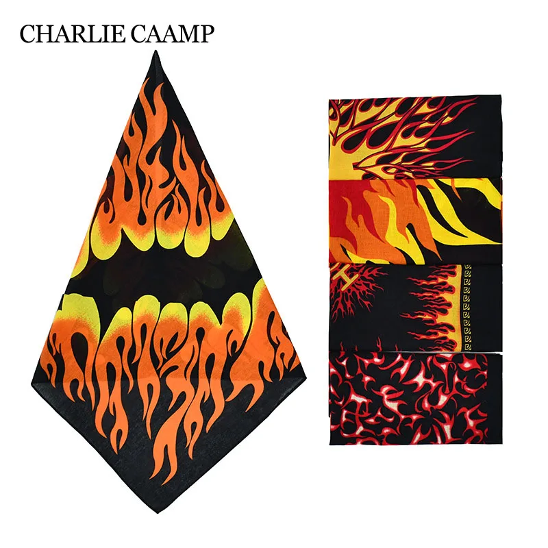 

Flame Skull Fashion Printed Unisex Bandana Square Scarf Outdoor Cycling Sports Hip Hop Hijab Cotton Scarves Halloween Headwear