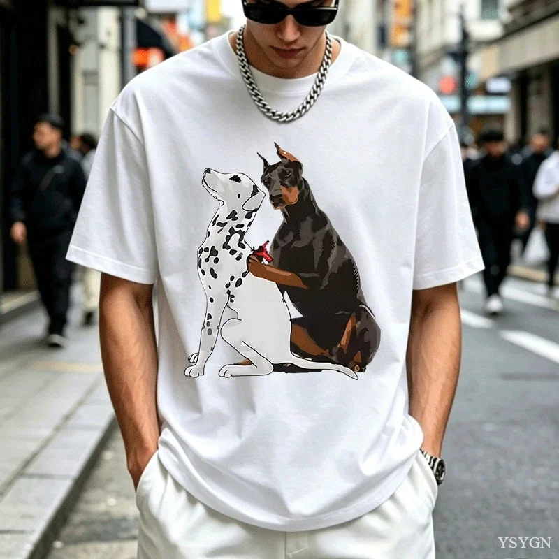 Funny Cute Doberman Tattooing Dalmatian Dog T Shirts Streetwear Short Sleeve All-purpose T-shirt for T Shirts Y2K Comfortable