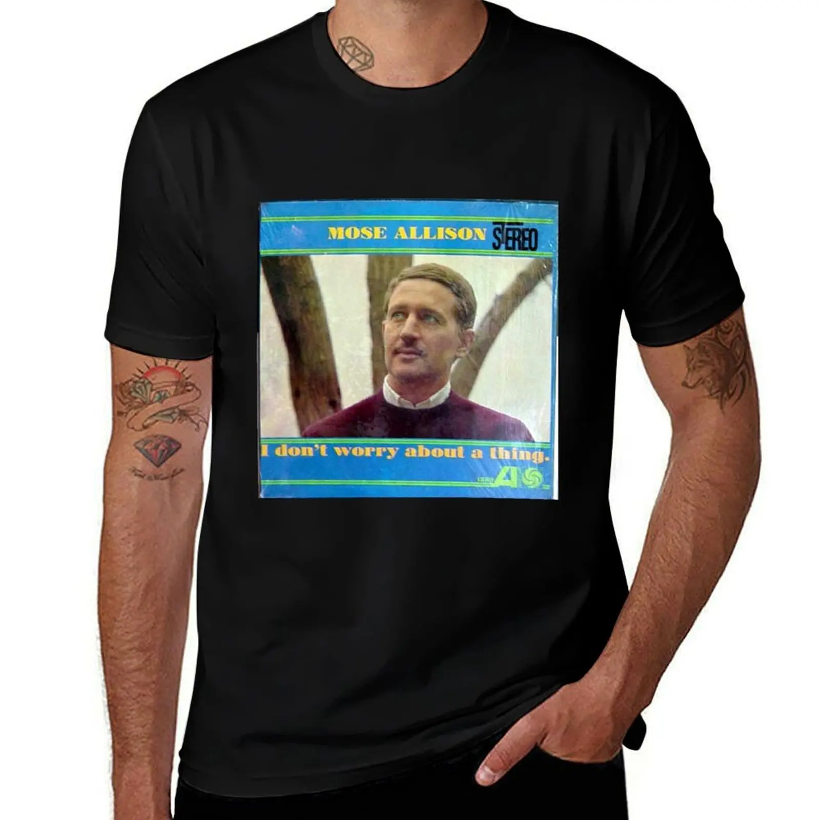 Футболка Mose Allison, I Don't Worry About A Thing, с изображением джаз-музыканта, играющего на фортепиано, базовая однотонная хлопковая футболка с короткими рукавами