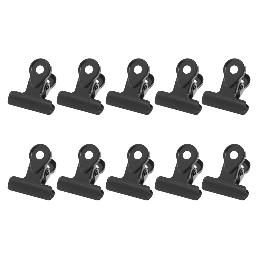 10 PCS Copper Clip Paper Clamp Stationery Stainless Steel Binder Clips Black Hinge
