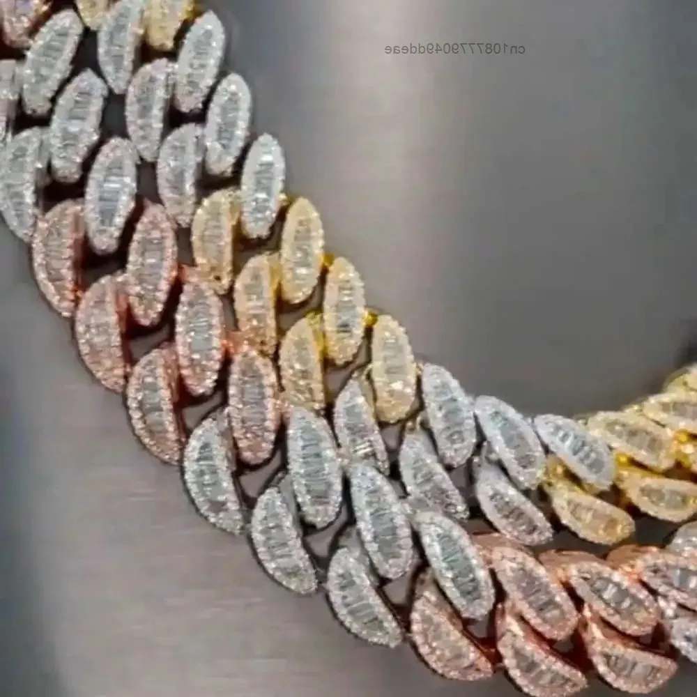 

New Luxury Custom 925 Sterling Silver 18mm Square Cluster Tennis Chain Pass Diamond Tester Vvs Moissanite Mens Chain