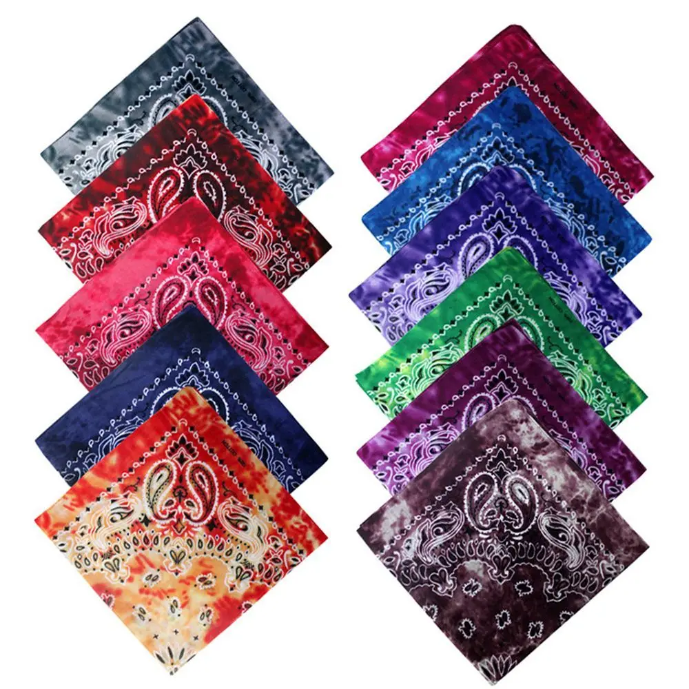 Square Scarf Hair Band Neck Scarf Cotton Bandana Hip Hop Paisley Headband Kerchief Neck Wrap Cashew Tie-dye Seamless Scarves DIY