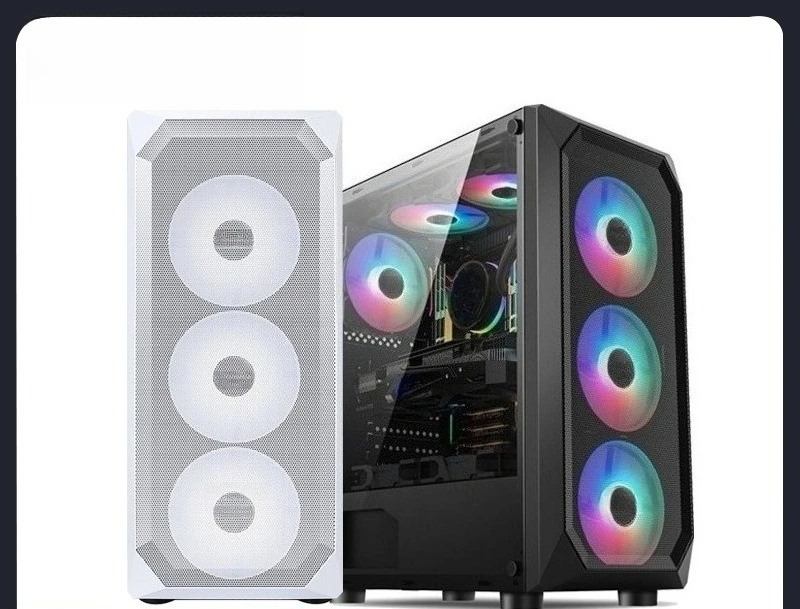 Tempered Glass Side Panel PC Case, ATX Gaming Computer Chassis, Water Cool Supported Dustproof Desktop Housing