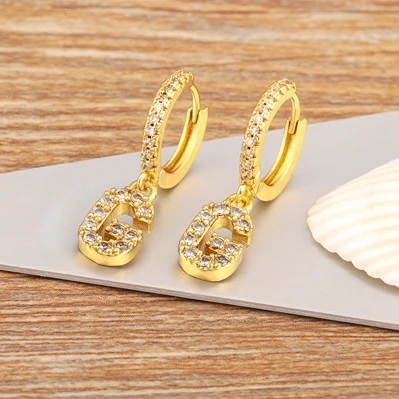 Mini Initial A-Z Letters Gold Color Hoop Earrings