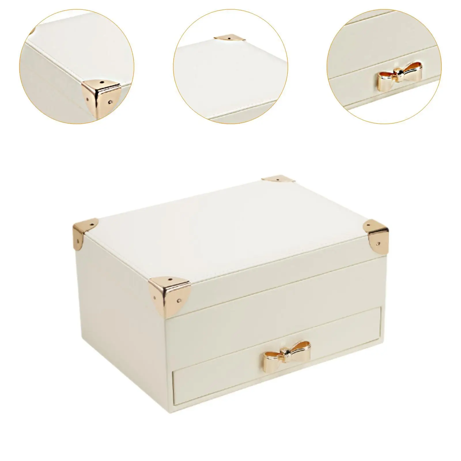 صندوق مجوهرات مكون من طبقتين حامل متعدد الوظائف محمول للسفر حافظة مجوهرات للأقراط وقلادة وسوار الذكرى السنوية