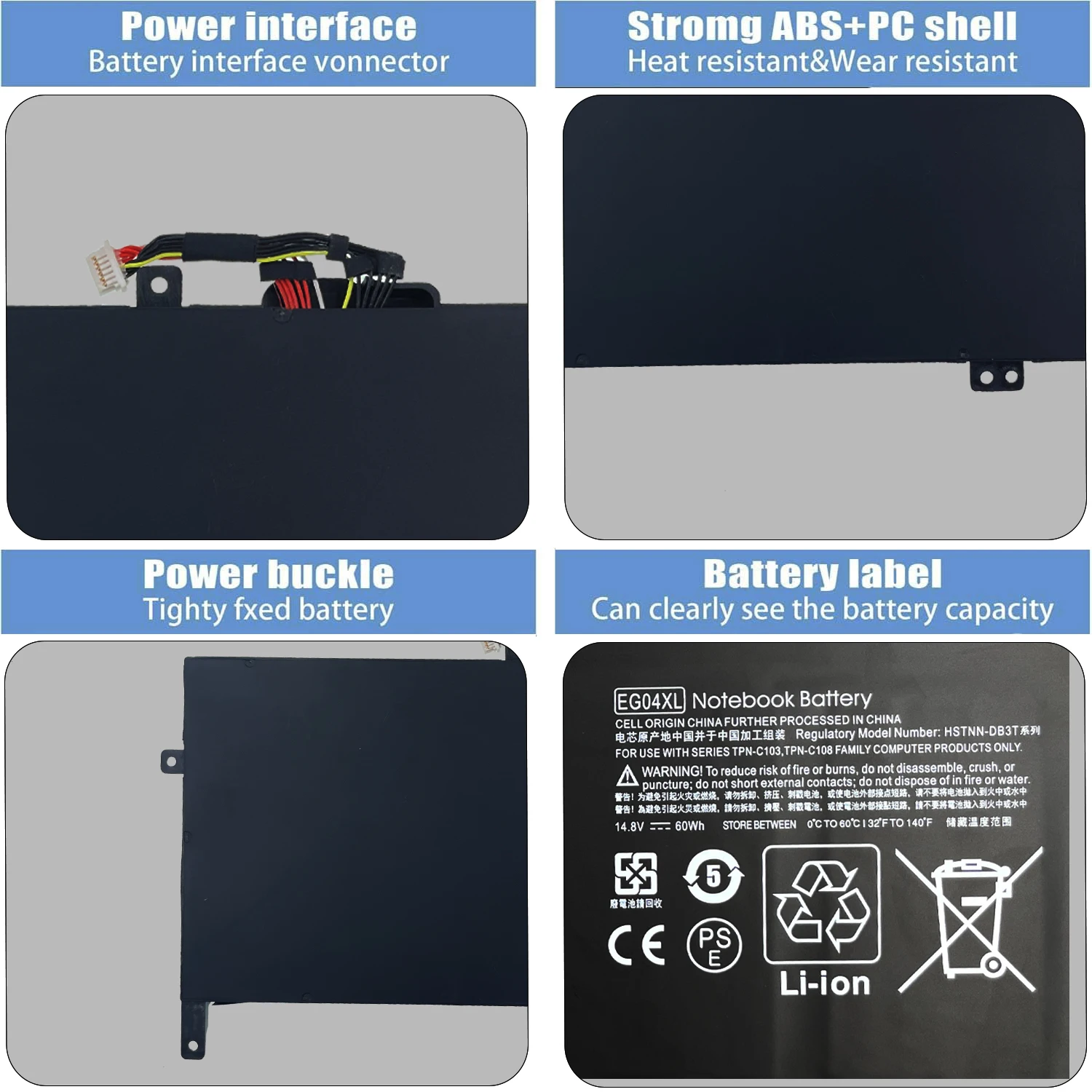 DXT New Laptop Battery EG04XL For HSTNN-DB3T HSTNN-IB3T TPN-C103 TPN-C108 Laptop Battery For HP Envy 6 /Envy Sleekbook 6 EGO4XL