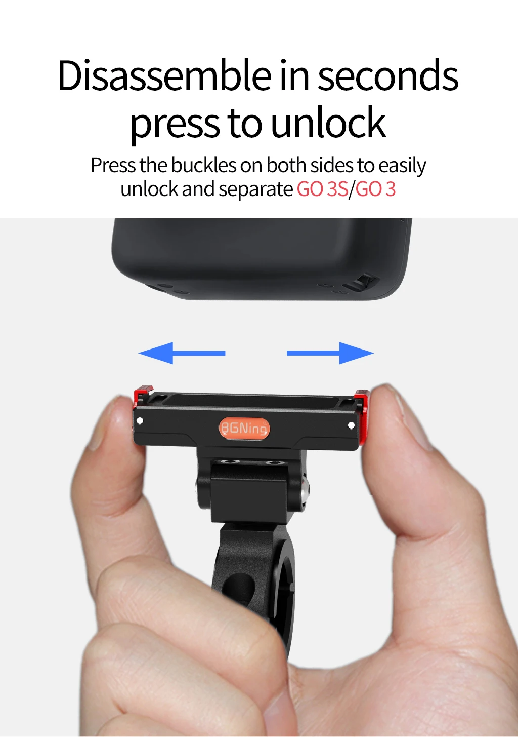GO3 GO3S Magnetische Schnellwechselhalterung, verstellbare Aluminium-Lenkerhalterung für Insta360 Go 3/3S Fahrrad- und Motorradkamerahalter – Detail 7