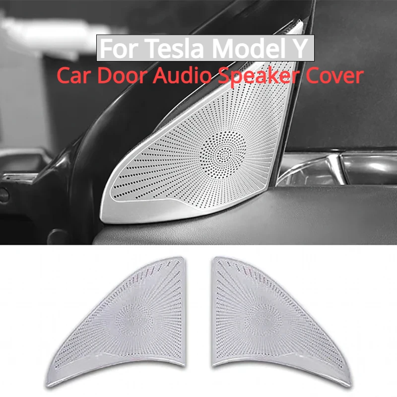 

For Tesla Model Y 2021-2023 Interior Accessories Audio Speaker Cover Sticker Door Loudspeaker Cover Under Seat Outlet Vent Trim